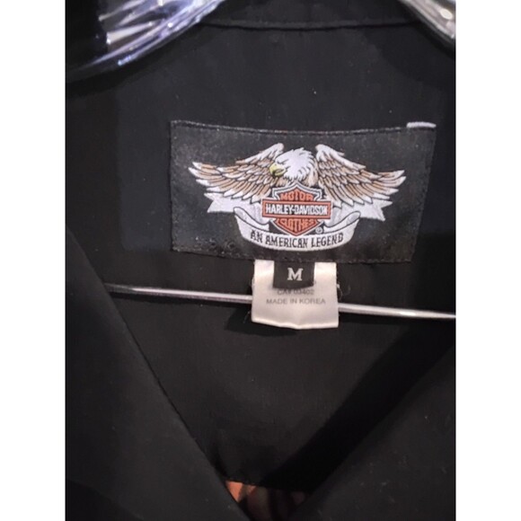 Men's Harley Davidson Button Down Flame Fire Black Button Down Size Medium - Picture 3 of 7